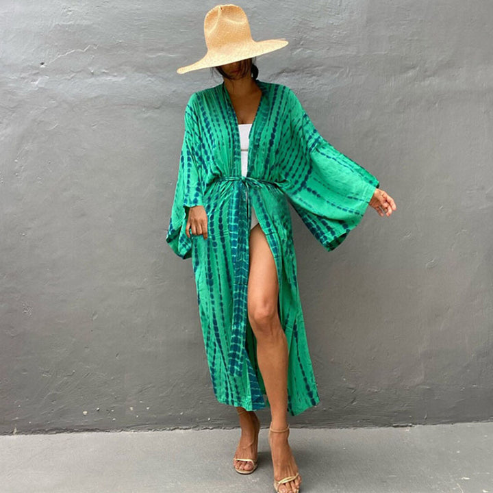 Dame elegant kaftan med legende batikmønster Stilla
