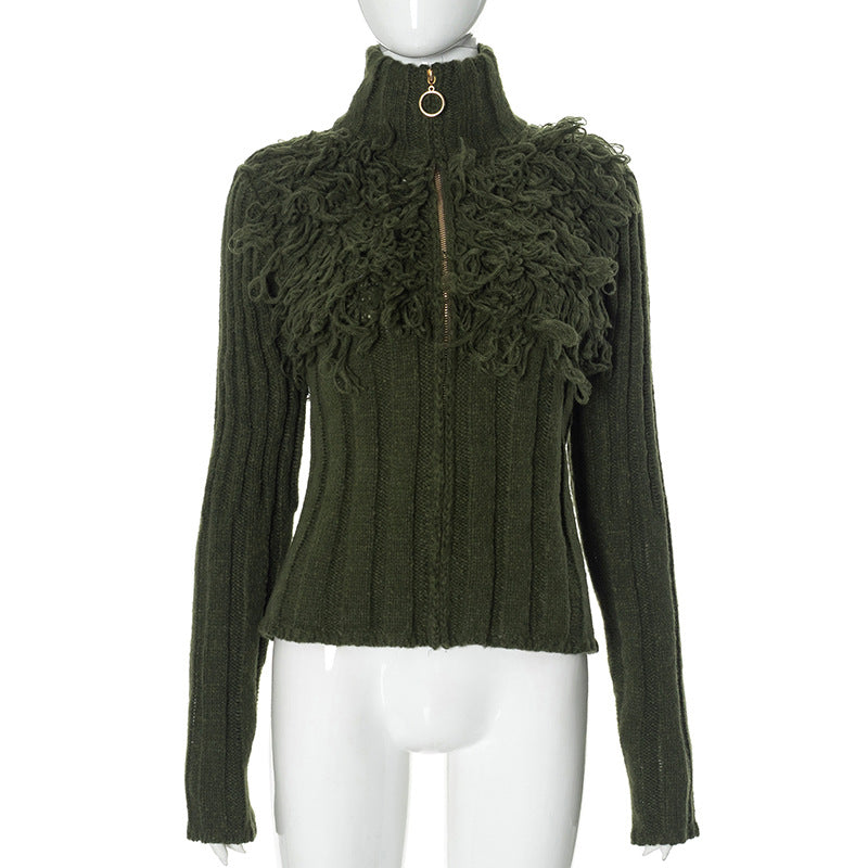 Femme Cozy Fuzzy Strik Zip-Kardigan Stilla