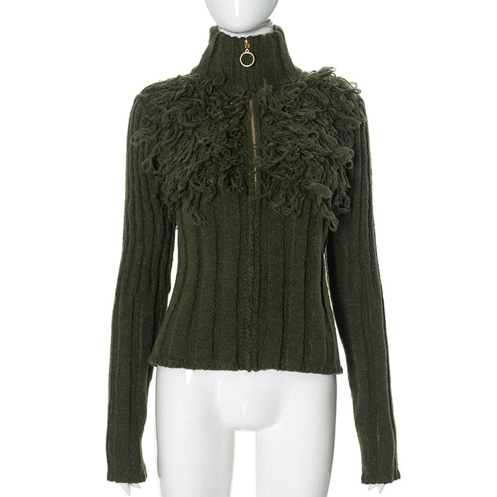 Femme Cozy Fuzzy Strik Zip-Kardigan Stilla