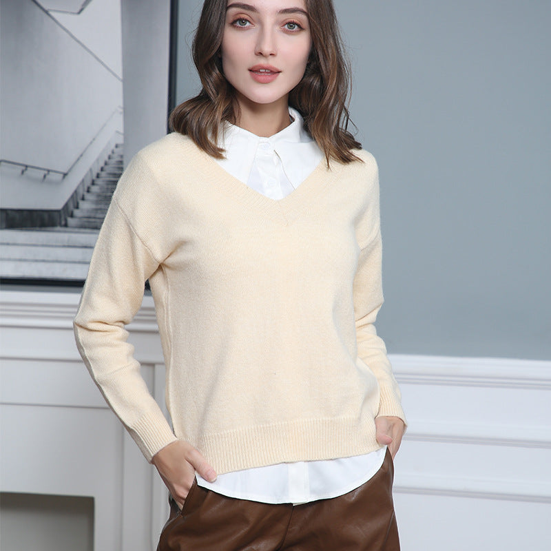 Dame elegant V-hals pullover Stilla