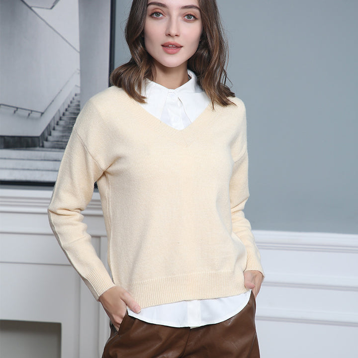 Dame elegant V-hals pullover Stilla