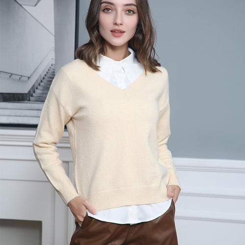 Dame elegant V-hals pullover Stilla