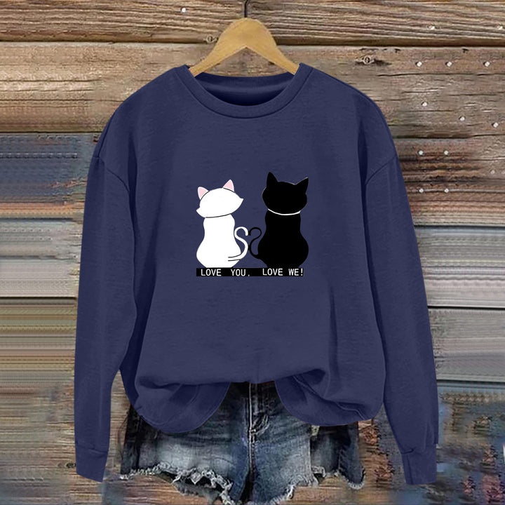Dame sweatshirt med legende kat design og humoristisk print Stilla