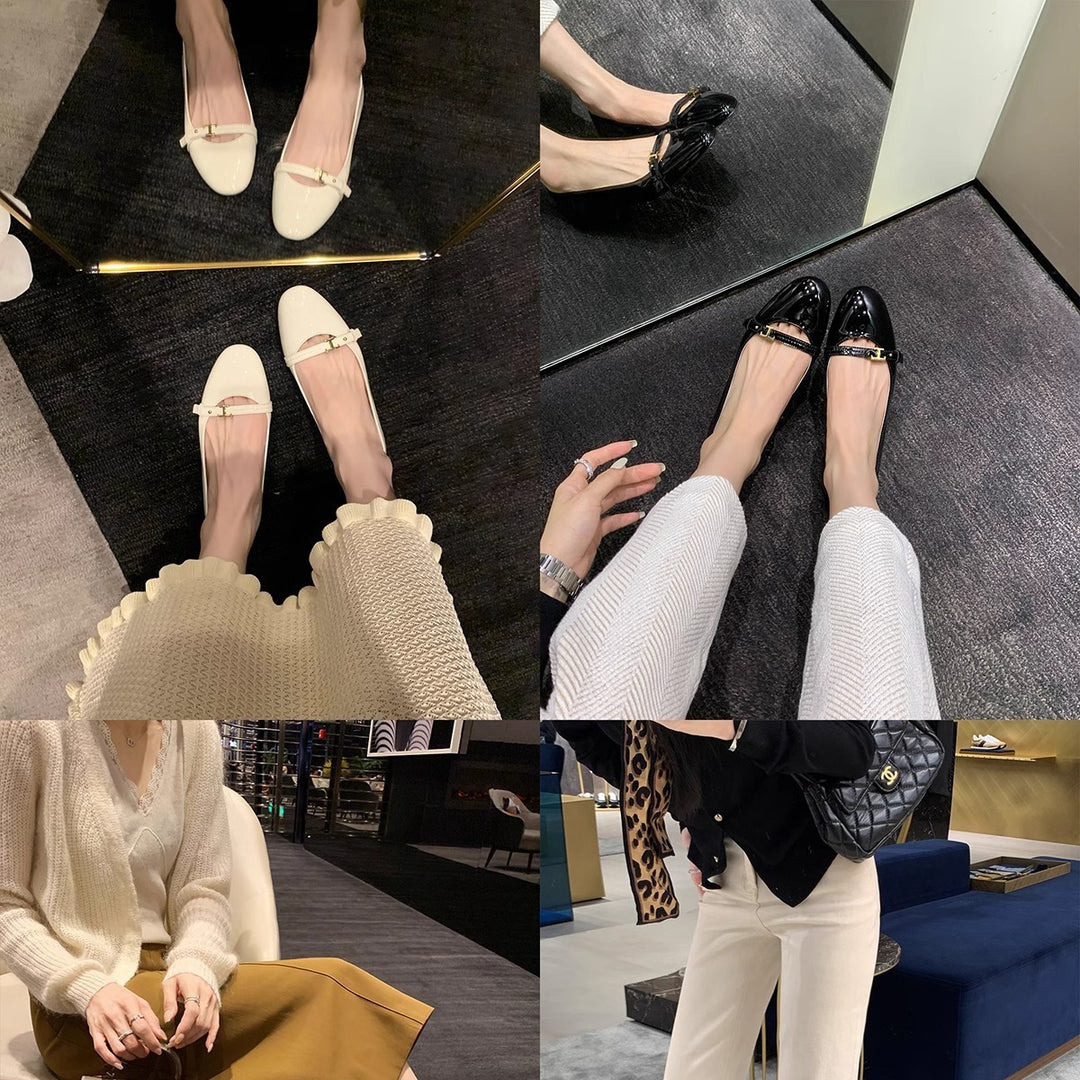 Dame Chic Spids Tå Mary Jane Ballerinas med Spænde-Detalje Stilla