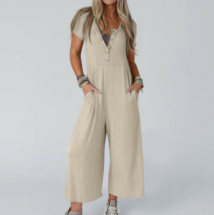 Dame jumpsuit med knapliste og praktiske lommer Stilla