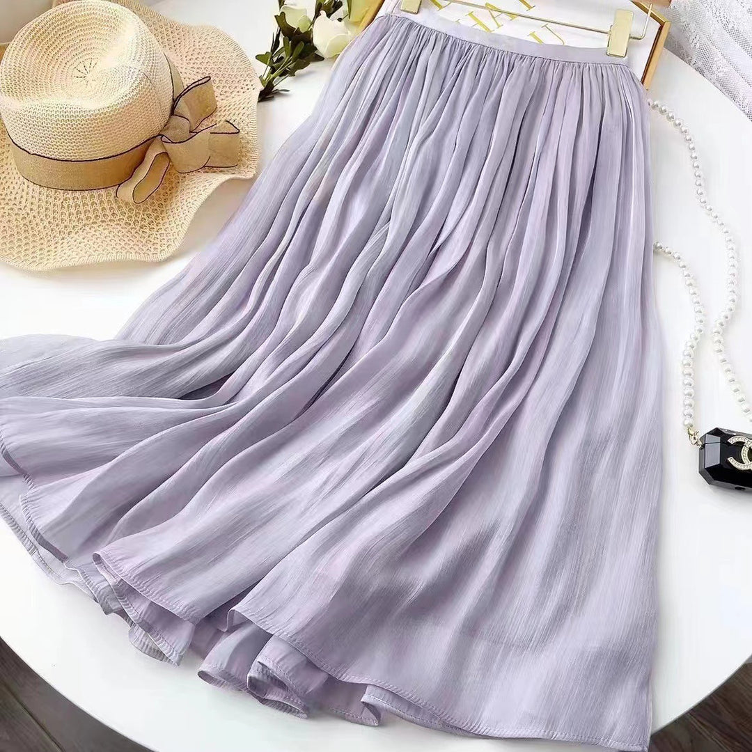 Dame Let Fald Skirt i fint Chiffon Stilla
