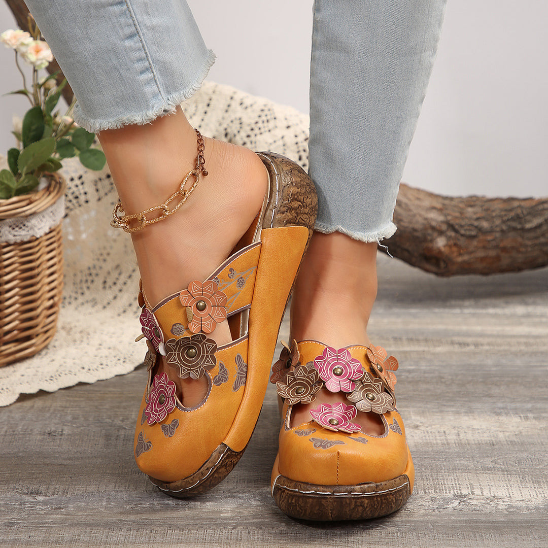 Dame Komfortable Clogs med Blomsterdekor og Ergonomisk Sål Stilla