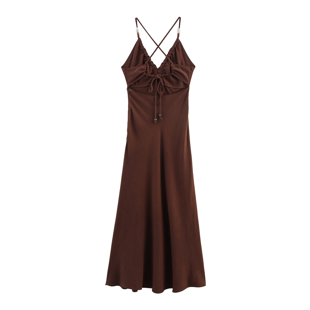 Femme Cross-Back Spaghetti-Rem Maxi-Kjole Stilla