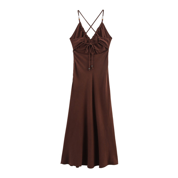 Femme Cross-Back Spaghetti-Rem Maxi-Kjole Stilla