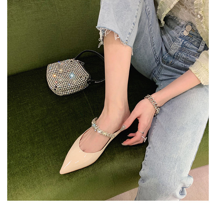 Dame Elegant Spidsesko med Strassdetaljer Stilla
