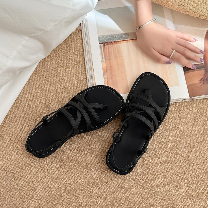 Femme justerbare krydsrem flade sandaler Stilla