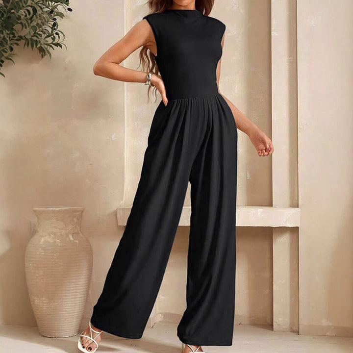 Dame Elegant jumpsuit med høj krave og bred ben Skovae