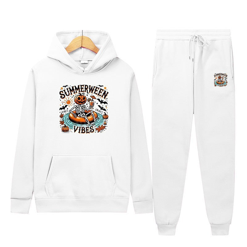 Kvinders hoodie og joggingbukser sæt med festligt Halloween motiv Skovae