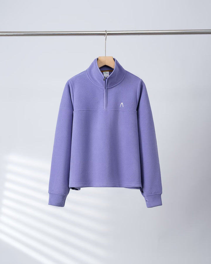 Kvinders fleece pullover med halv lynlås og elastiske manchetter Stilla