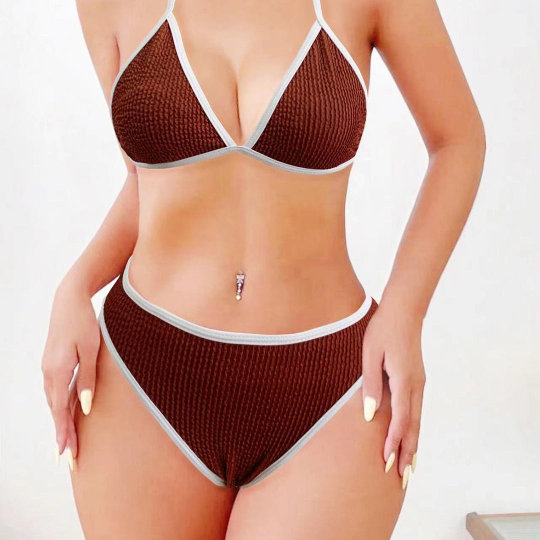 Dame Triangel-Bikini-Sæt med struktureret tekstur og elegant bindebånd Stilla