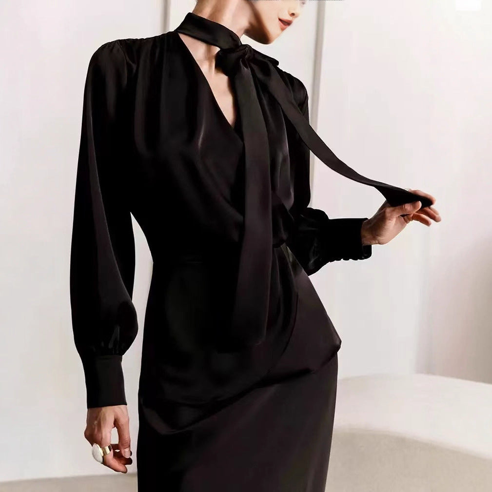 Dame Elegant Vindkjole med Chiffon-effekt Stilla