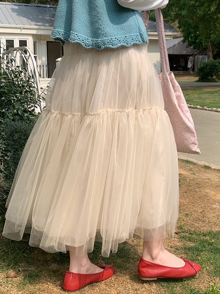 Dame Maxi-tulle nederdel med voluminøse lag og elastisk liv Stilla