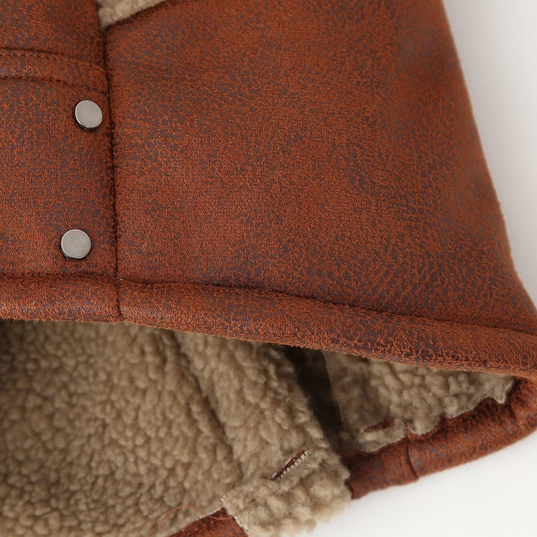 Femme Cropped Kunstlæderjakke med Sherpa-fór Stilla
