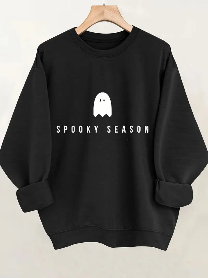 Dame sweatshirt med sjovt spøgelse motiv og bred pasform Stilla