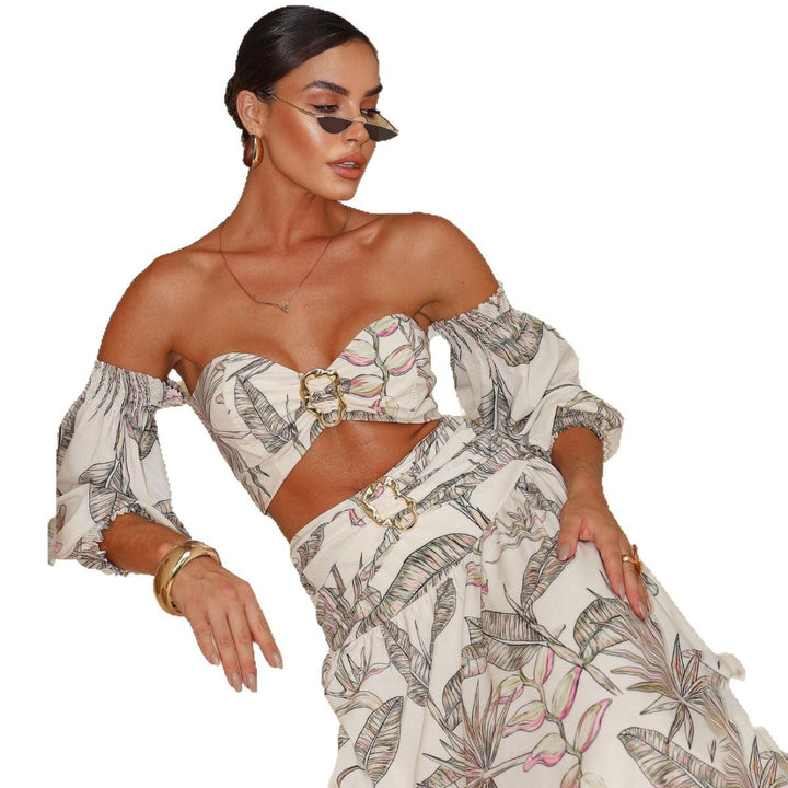 Dame maxikjole med off-shoulder overdel og elastisk taljebånd Stilla