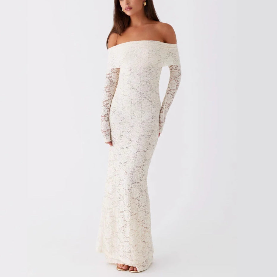Dame Elegant Spidsedragt med skulderfri design og lange ærmer Stilla