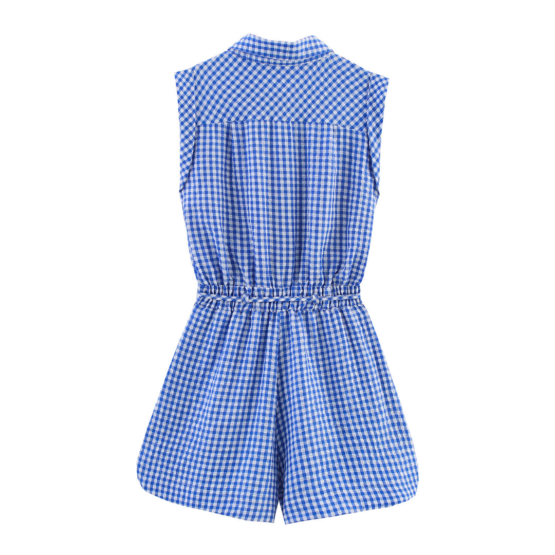 Femme Ærmeløs Gingham Utility Overall Stilla