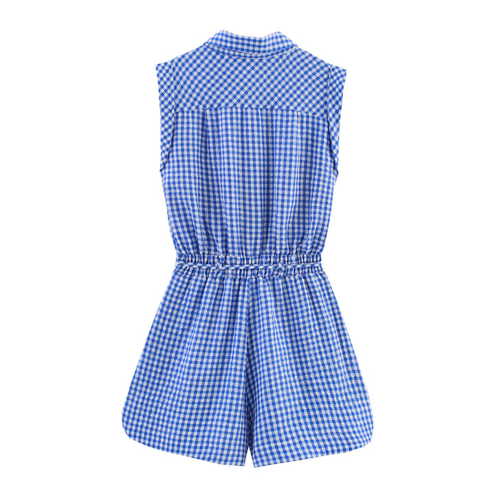 Femme Ærmeløs Gingham Utility Overall Stilla