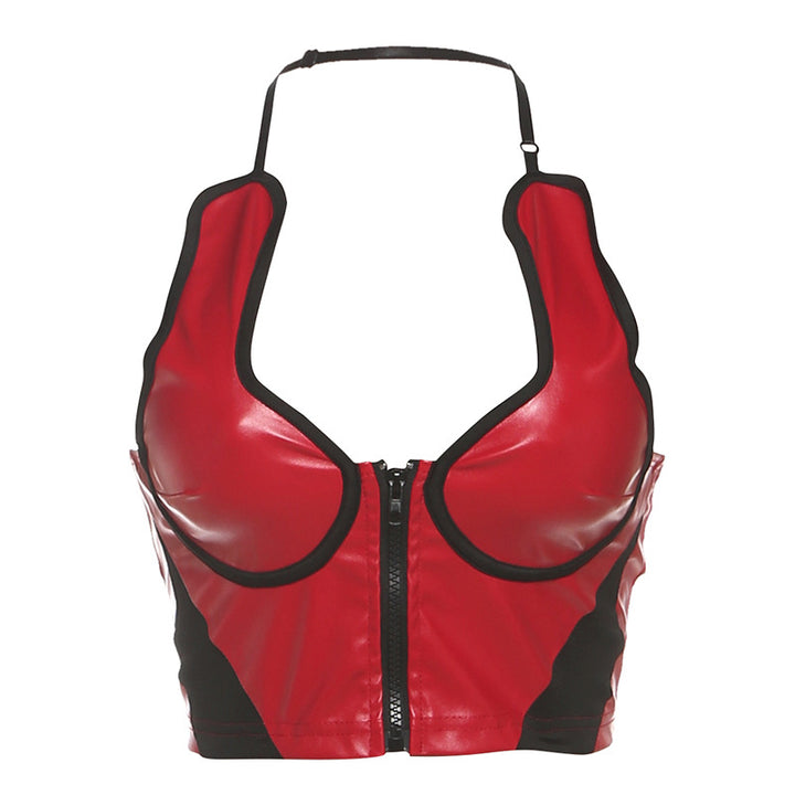 Dame Sporty Cropped Top med lynlås og moderigtigt design Skovae
