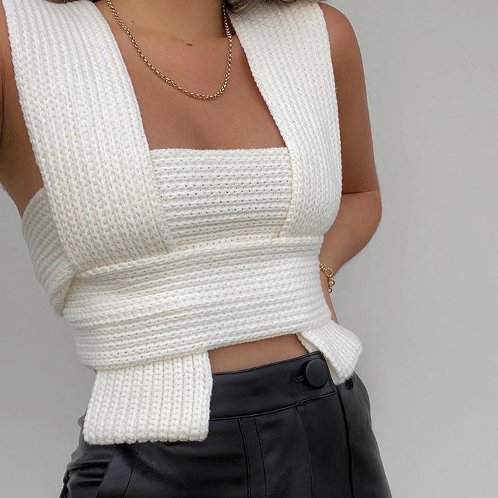 Damer strikket crop-top med raffinerede rygdetaljer Skovae