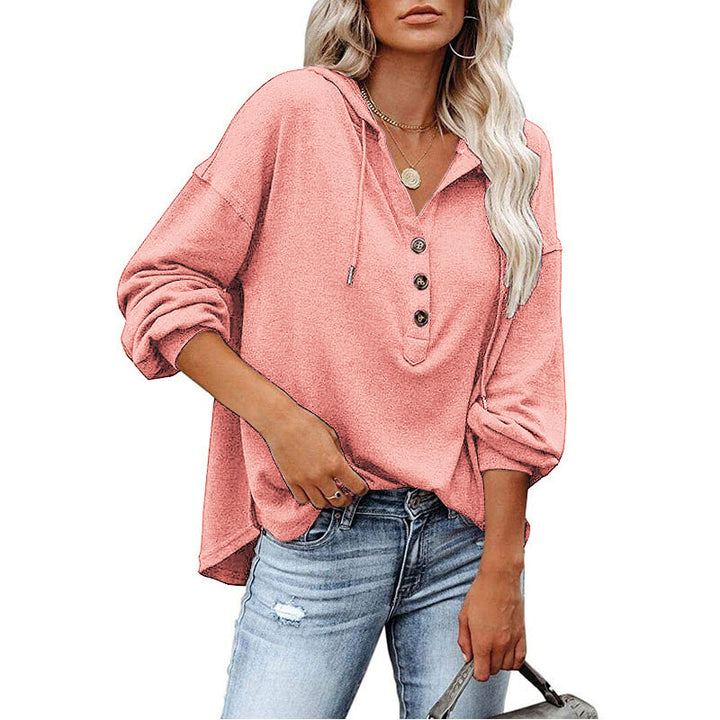 Dame afslappet hoodie med knaplukning Stilla