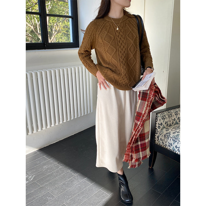 Kvinder casual chunky strik sweater med kabelmønster Stilla
