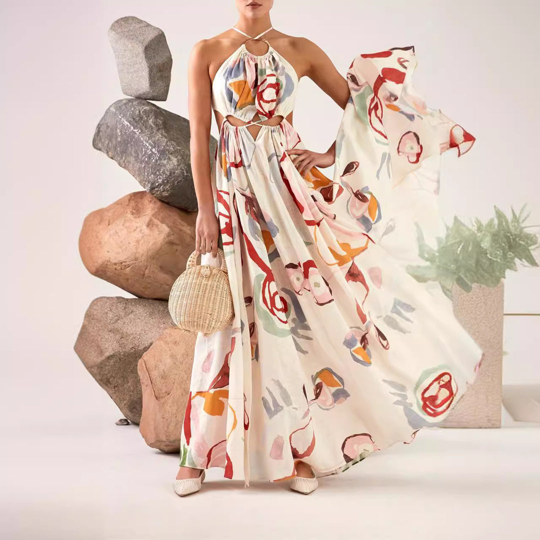 Dame Maxi-kjole med raffineret cut-out-design og flydende snit Stilla