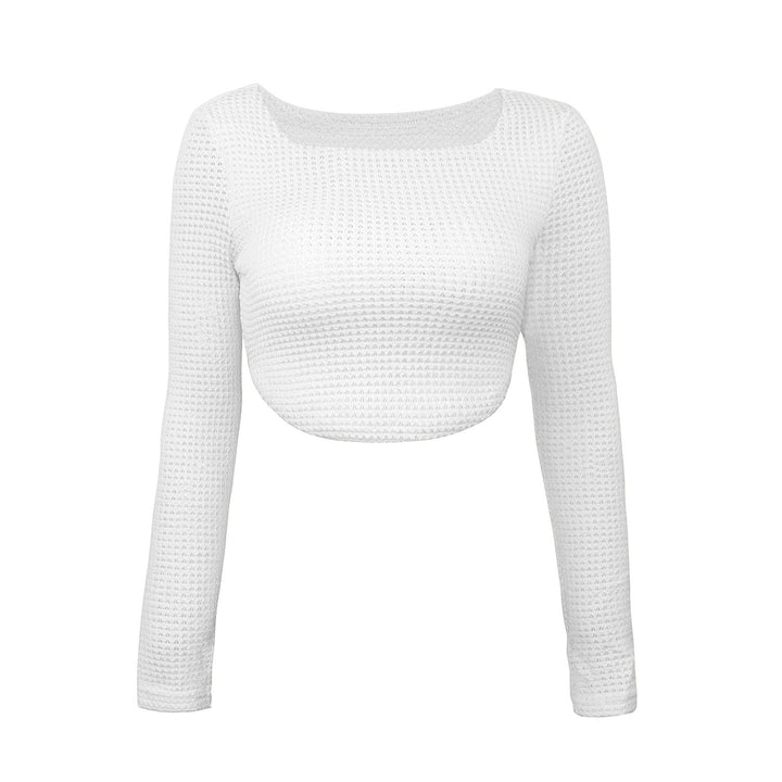 Dame Strik-Crop-Top med lange ærmer og struktureret design Stilla