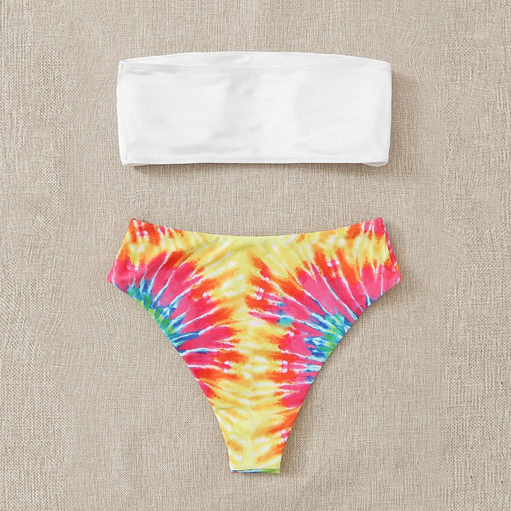Dame bandeau-bikini-sæt med stilfuldt batikdesign Skovae