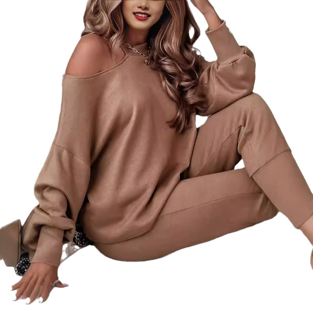 Dame casual sæt med off-shoulder og praktiske lommer Stiila