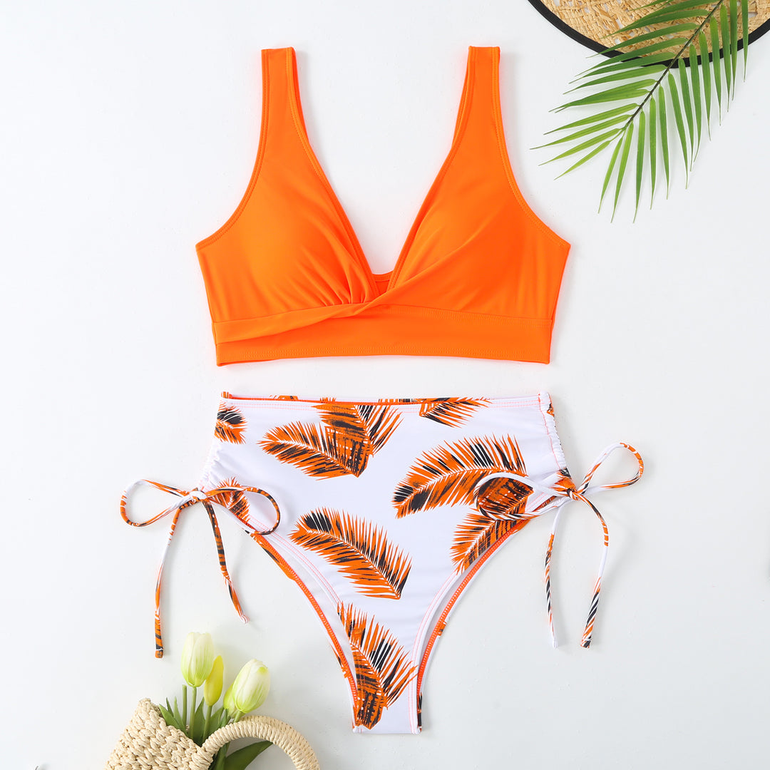 Dame Bikini-sæt med moderne højskæring og raffinerede bindebånd Stilla