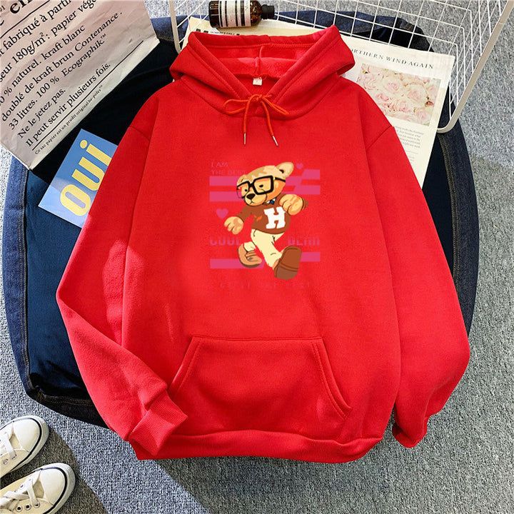 Damehoodie med sjove bjørnemotiver og unikt grafisk print Skovae