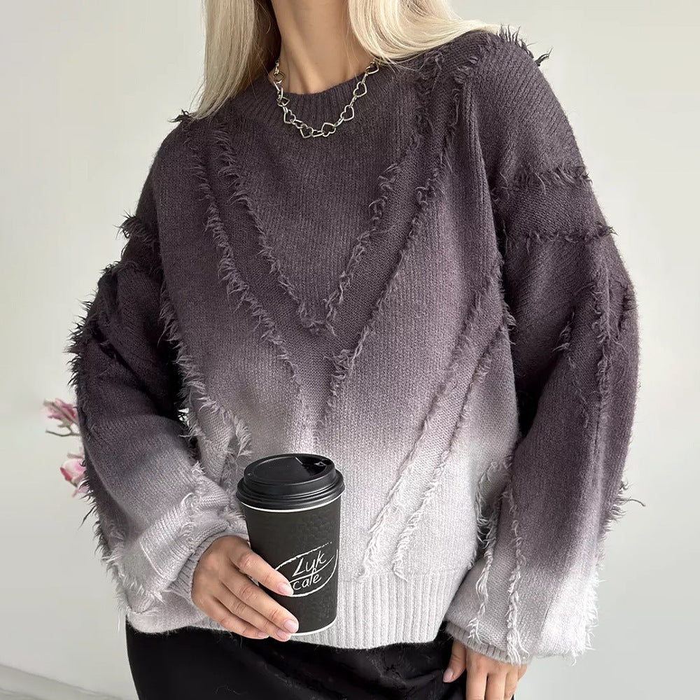 Femme Oversized Flosset Strikpullover Stilla