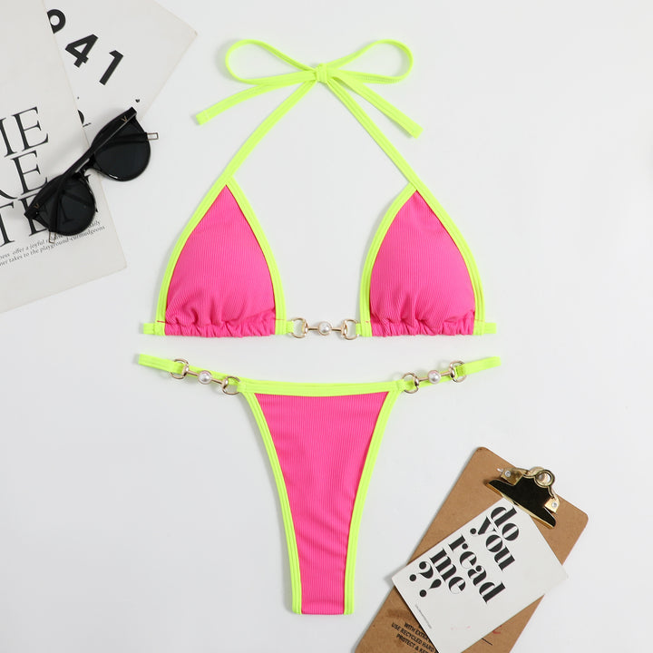 Dame Triangel-Bikini med trendy detaljer og justerbare stropper Stilla