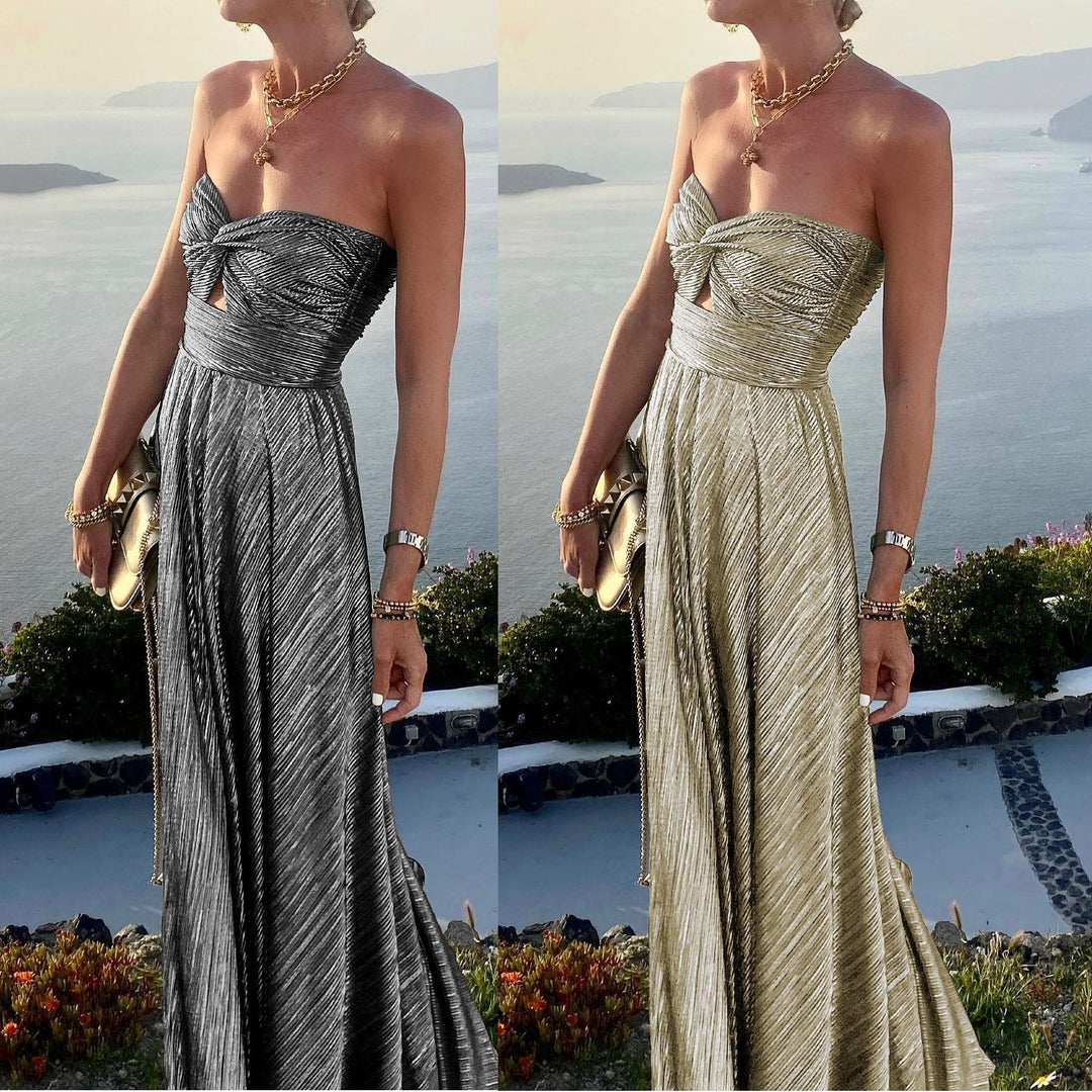 Dame Elegant Maxikjole med knudeformet overdel og slidsdesign Stiila