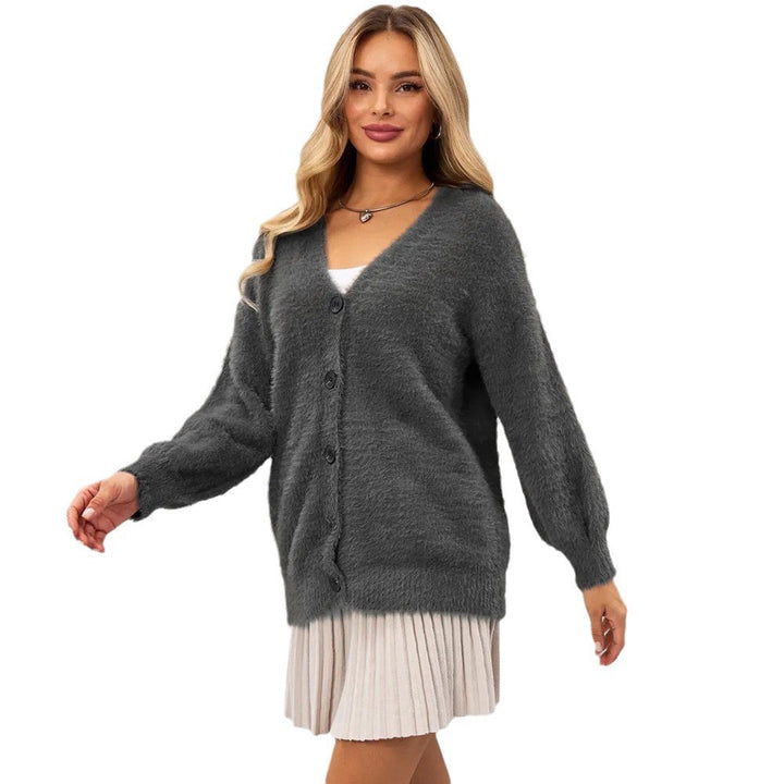 Femme Oversize Knapper Fuzzy Strik cardigan Stilla