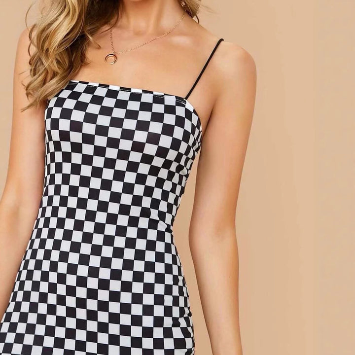 Kvinder Rutet Bodycon Kjole Stilla