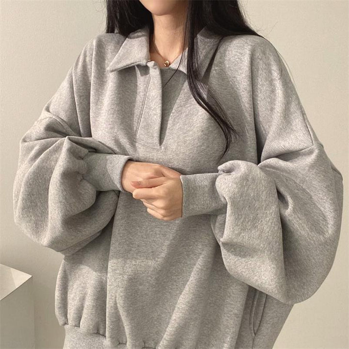 Femme Oversized Polo Sweatshirt med Puffærmer Stilla