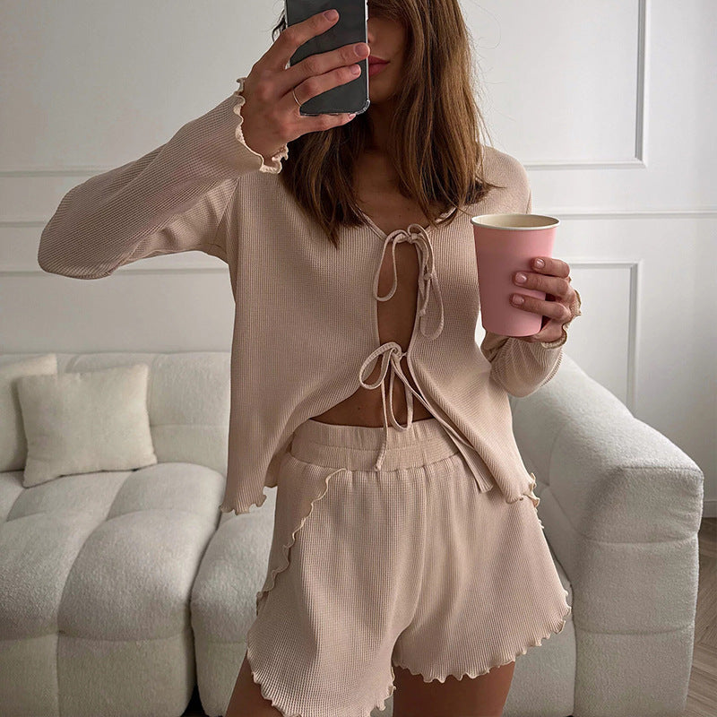 Stilla | Trendy Cardigan Top Split Shorts Sæt