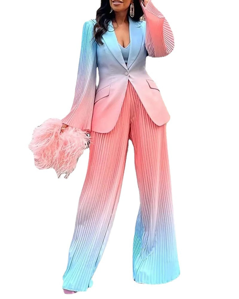 Dame elegant plisseret jakkesæt med moderigtige ærmer Stilla