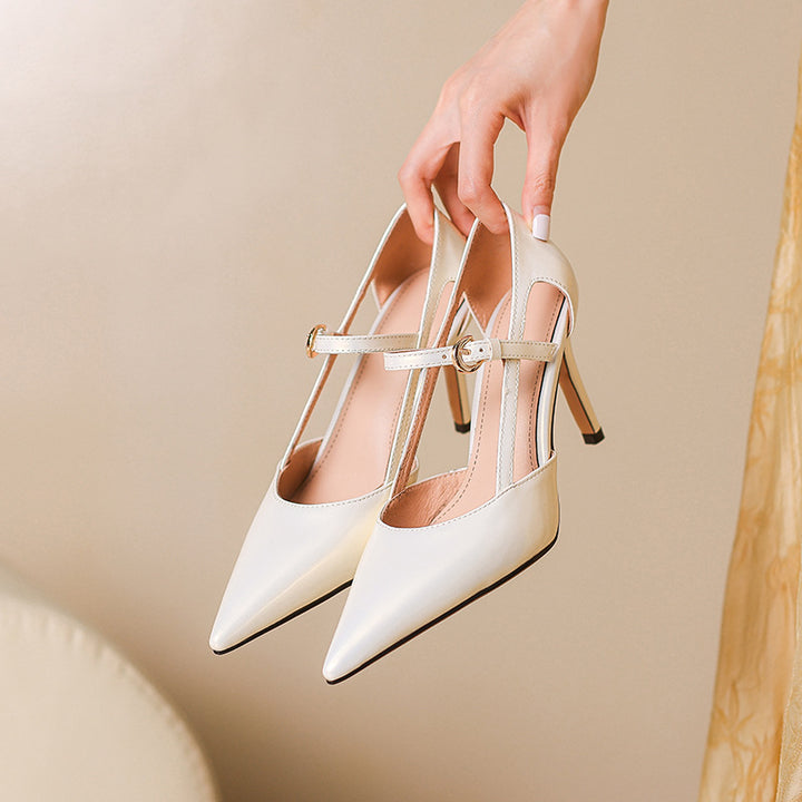 Femme Elegante Spids-Tå Mary Jane Hæl Pumps Stilla