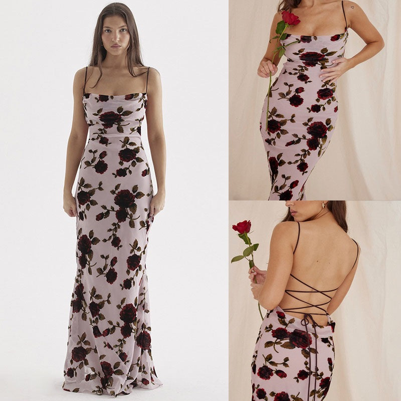 Dame blomsterprint maxi kjole Stilla