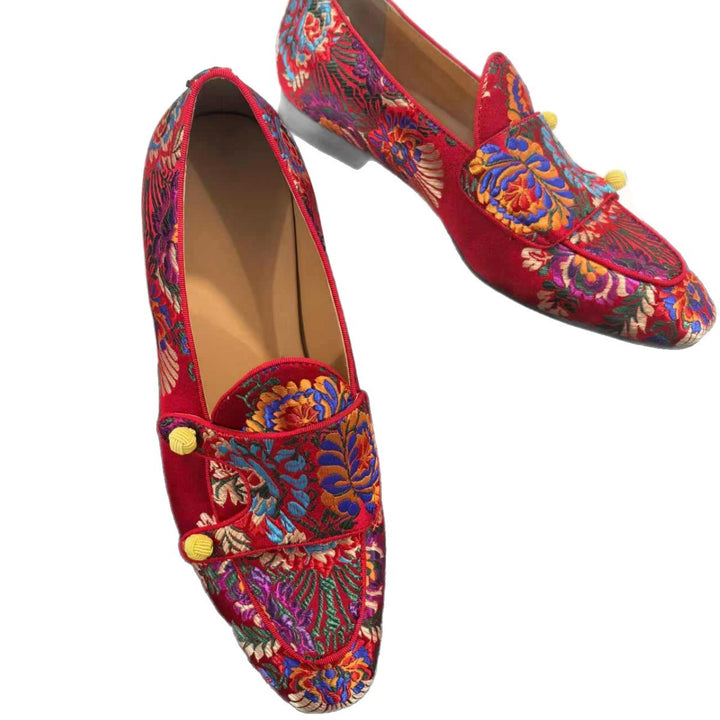 Femme Ornate Floral Broderet Slip-On Loafers Stilla