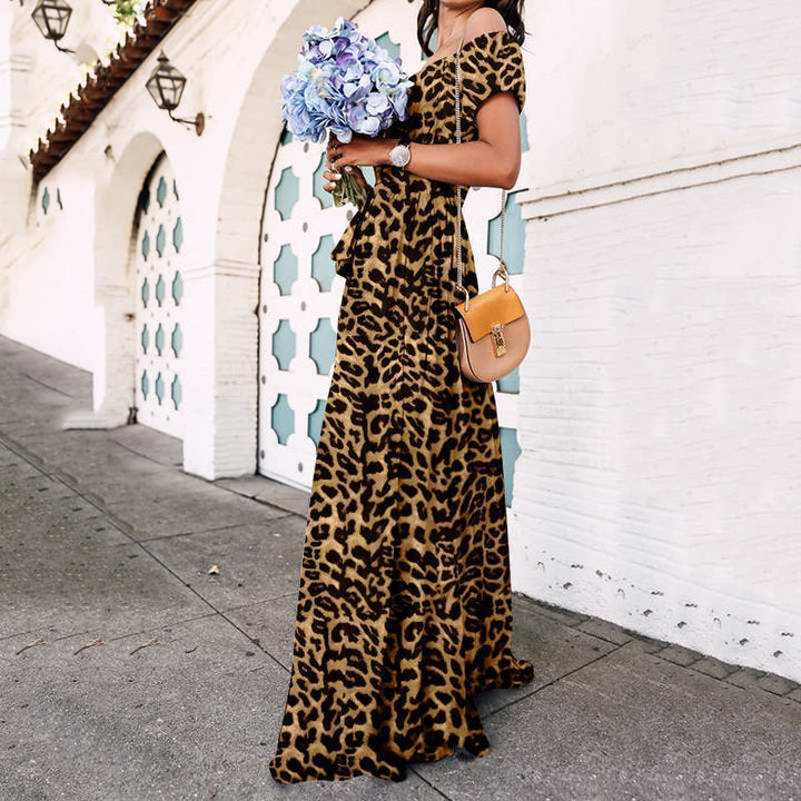 Kvindernes maxi kjole med off-shoulder design og sideslids Stilla
