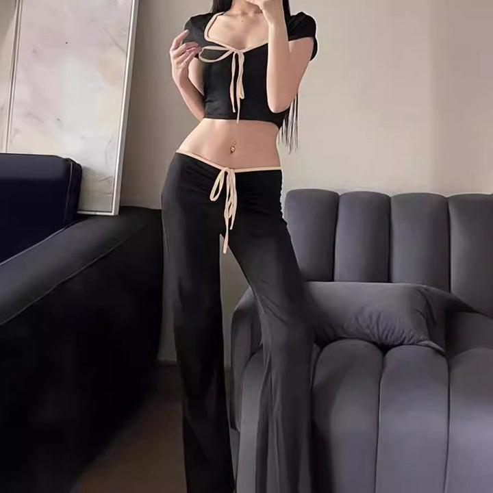 Dame modish cropped top med bred bukseafslutning Skovae